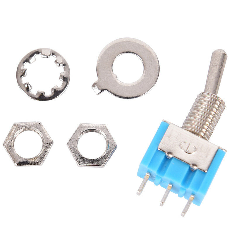 10Pcs Blue MTS-102 3-Pin 6MM Mini SPDT ON-ON 6A 125VAC Toggle Switches  Z Ew