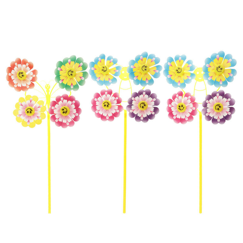 10 Pieces Of Four Flowers Pinwheels Wind  For Outdoor Garden Party