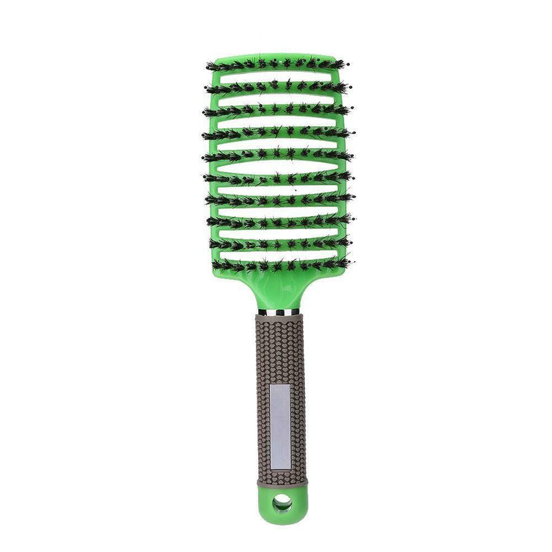 Scalp Massage Bristle Hair Comb Curly Straight Anti Static Hairbrush (Green
