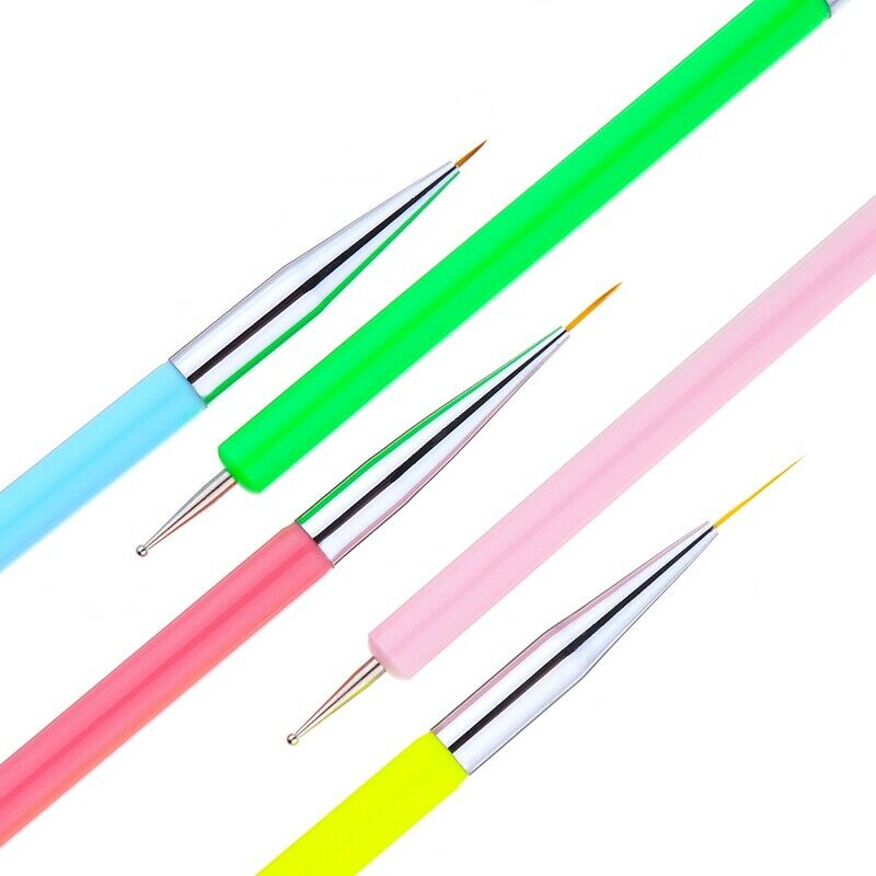 5Pcs Dual End Nail Art Mixed Color Stripe Lines Liner Drawing Painting Brus L2V6