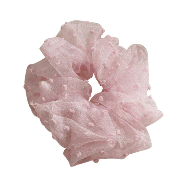 Women Chiffon Furry Ball Scrunchies Elastic Hair Bands Ponytail Holder - Pack of