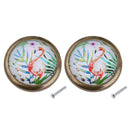 2 x Retro Kitchen Cabinet Knob Furniture Handle Drawer Dresser Pull Flamingo