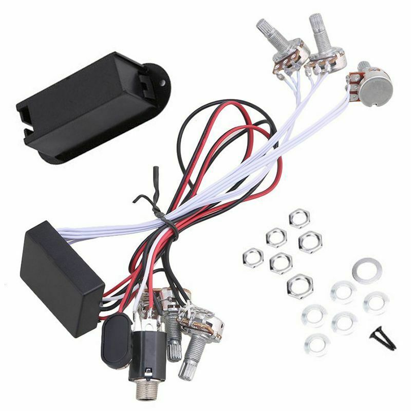 Preamp 3 Band Equalizer EQ Harness Guitar Bass Tone Control System for Acti