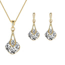 2pcs/set Women Dangle Earrings Rhinestone Pendant Necklace Jewelry Gifts