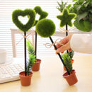 Novelty Green Grass Flower Pot Ball Point Ballpoint Pens Stationery Writing Kit