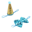 2Pcs Shiny Dog Cat Birthday Hat Party Costume Headwear Accessory For Puppy Pet