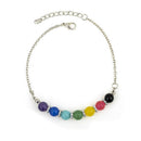 New Jewelry Seven Chakra Seven Colors Crystal Agate Jade Bead Metal Anklet TO