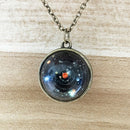 Solar System Necklace Pendant Planet Glow In Dark Galaxy Double Sided Glass Dome