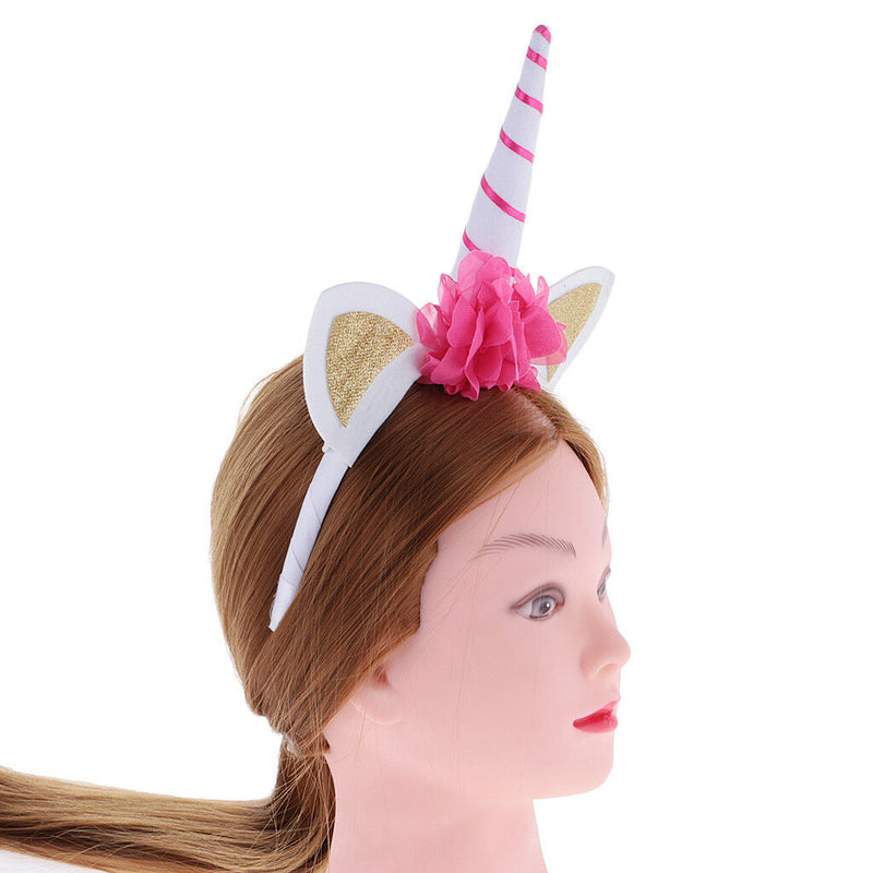 Unicorn Horn Headband Fancy Dress Adults Girls Party Flower Hairband Red