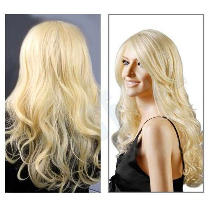 Women Natural Curly Blonde Hairstyle High Temperature Synthetic Hair Full Wigs