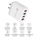 4 USB Travel Wall Charger 3A Fast Charging Charger US Plug Adapter (Grey) A