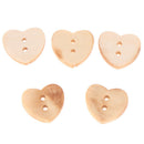100pcs Heart Shaped Wooden Buttons Natural Sewing Buttons Craft Clothes Decor BX