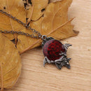 Red Crystal Vampire Gothic Bat Pendant Halloween Necklace Womens Jewelry Gi E3W9