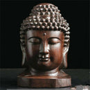 Hand Carved Redwood Crafts Sakyamuni Head Buddha Statue Tathagata Sculpture ~~~