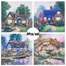 4Pc 5D Diamond Painting Special Shaped House Picture DIY Handicrafts 30x30cm