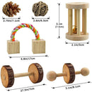 12Pc Guinea Pig Toys Wooden Dumbells Exercise Bell Roller Fun Pet Balls Supplies
