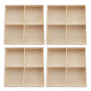 Pack 4PCS Wooden Grid Storage Boxes, Jewelry Makeup Containers, Flower Pots