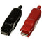 2pcs 78mm Plastic Test Lead Alligator Clips Clamps Black + Red I4O7