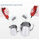 Milk Frother, Electric Handheld Milk Foamer With Double Stainless Steel Whi