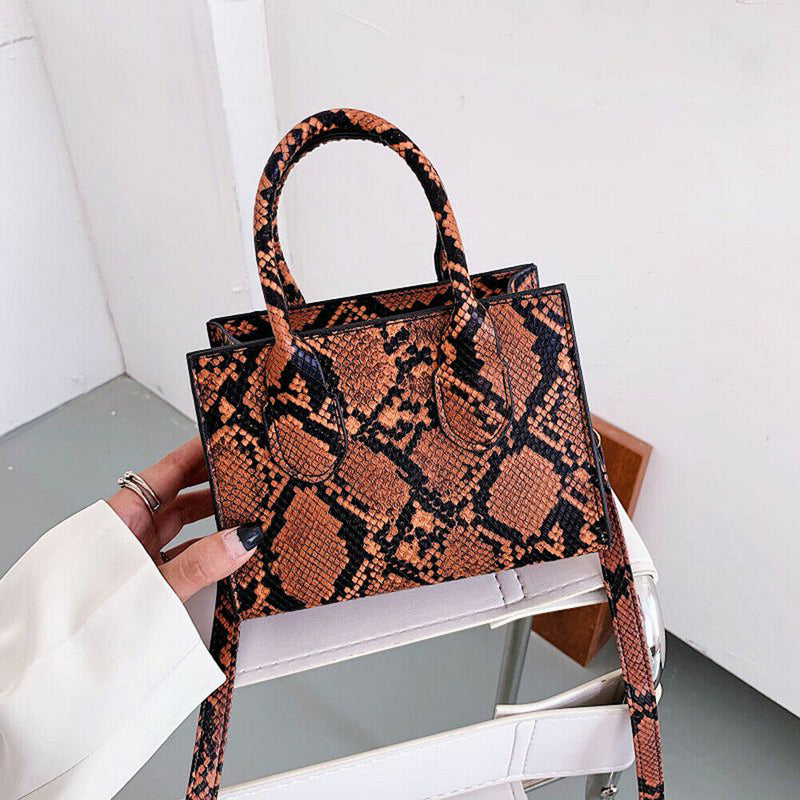 Women Handbag Animal Pattern PU Shoulder Portable Messenger Bag (Brown)