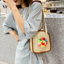 Straw Flower Shoulder Bag Lady Summer Beach Holiday Crossbody Messenger Bag