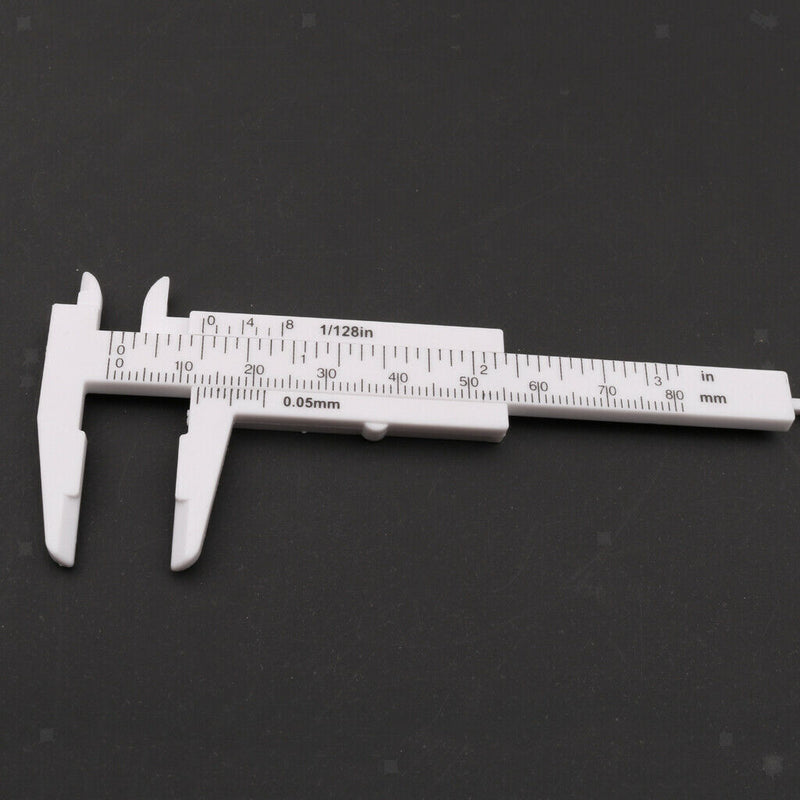Plastic Vernier Scale Ruler Caliper Metric/ Imperial 0-80mm Reading Whtie