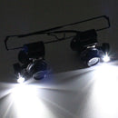 20x Tray Jeweler Watchmaker Magnifier Glasses Loupe Magnifying Light LED Repair