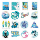 100Pcs Grils' Blue Graffiti Animal Cartoon Computer Stickers Luggage Car Decals