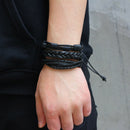 6Pcs Adjustable Braided Wax Rope Leather Bracelet Wristband Punk Cuff Bangle Hot