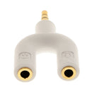 3.5mm Stereo Audio Jack Earphone Headphone 2 Way Splitter Adapter White