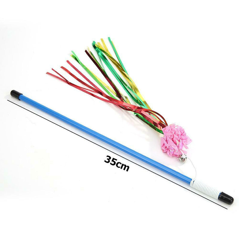 Funny Ring Paper Ball Cat Stick Teaser Wand Cats Interactive Toys (Pink) A