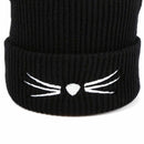 New Cat Ear Beanies Warm Winter Knitted Cute Cat Beard Crochet Braided Hat