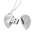 Jewelry Crystal Heart with Pendant Chain USB Flash Drive 2.0 Necklace Memor C4G2