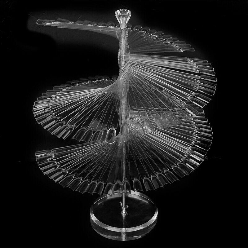 Pro Spiral Fan Shape Display Stand Holder for 120pc False Nail Art Polish B M8Y7