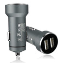 5V 2.4A Aluminum Alloy Dual USB Car Charger Power Adapter for Phones Tablet
