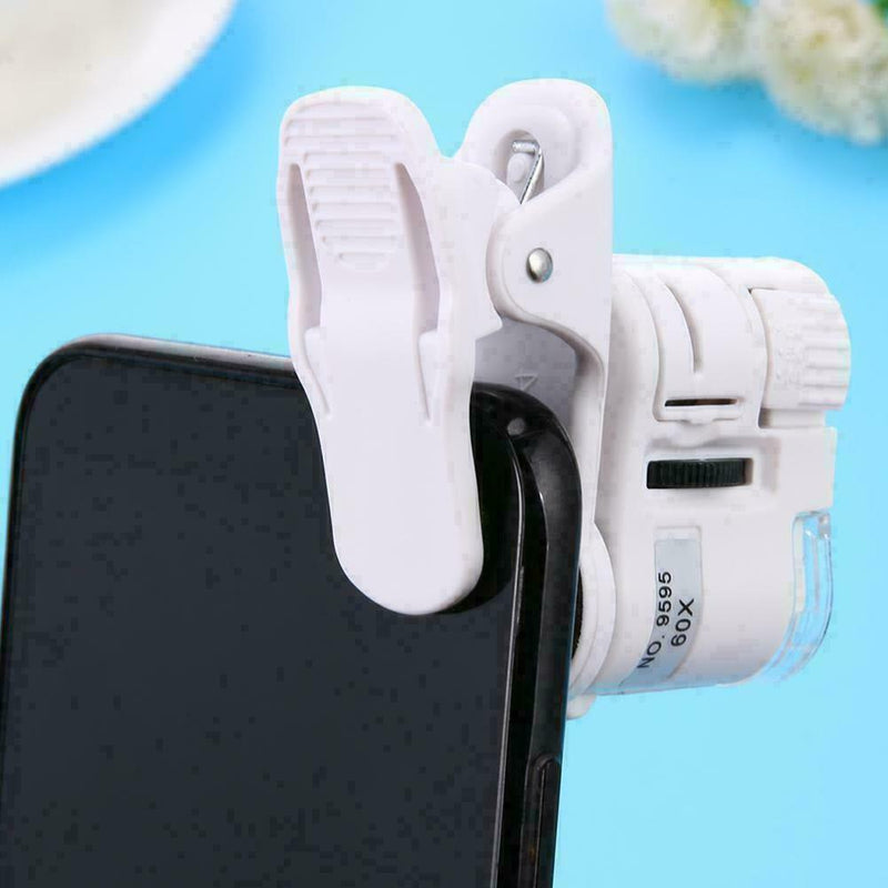 60X Mobile Phone Microscope Macro Lens Zoom Micro Camera Lig Clip C4H7 LED G7D0