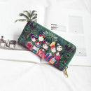 Women Wallet Zipper Leather Bag Crative Character Printed Wallets Long Clut V5K5