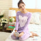Womens Pajama Sleepwear Nightwear Set Long Sleeve Round Neck Tops Stripe Pants