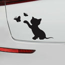 Cat Butterfly Car Stickers Vinyl Decals Graphics Decor Auto Styling (Black)