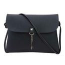 Simple Pure Color Deer Pendant Shoulder Handbag Women Crossbody Bag (Black)