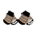 Pet Dog Puppy Cat Anti-slip Knit Cotton Weave Sock 4 Pcs XL coffee M4S4