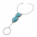 Boho Turquoise Hand Harness Bracelet Bangle Slave Chain Link Finger Ring Br