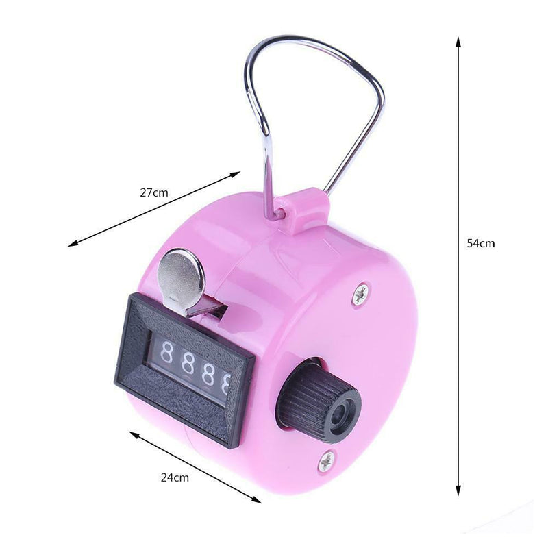 Clicker Counter 4 Digit Number Counters Plastic Shell Hand Held(Pink)