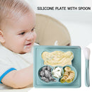 Baby Plate Spoon Set Feeding Food Tableware Kids Suction Dishes Waterproof Plate