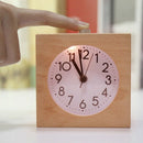 Alarm Clock Square 100% Wood No Ticking Snooze Backlight Digital Clock TableW9C6