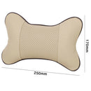 2pcs PU Leather Car Neck Pillow All Season Auto Neck Rest Universal (Beige)