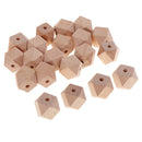 20 Pieces Natural Unpainted Beech Wood Loose Octagonal Beads for DIY Necklace