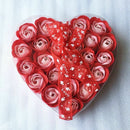 Lovely 24 Pcs Red Scented Bath Soap Rose Petal in Heart Box (Red) S3G5