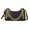 Women Stone Leather Shoulder Bags Elegant Chain Messenger Handbags (Black)