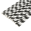 25Pcs Striped Paper Drinking Straws for Party Wedding Supplies (Black & Whi N4P3